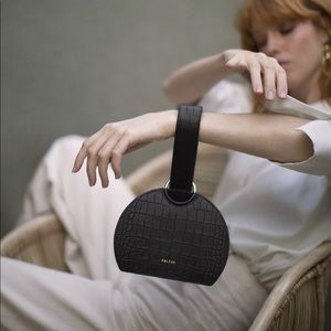 NUMBER SIX - BLACK CROCODILE PRINT CALF LEATHER